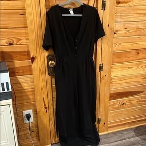 H&M Black Wrap Tie Front Jumpsuit Casual